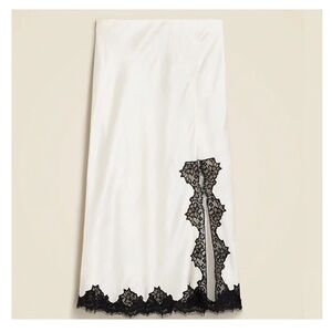 J. Crew Gwenth Lace Trim Slip skirt in textured satin NWT